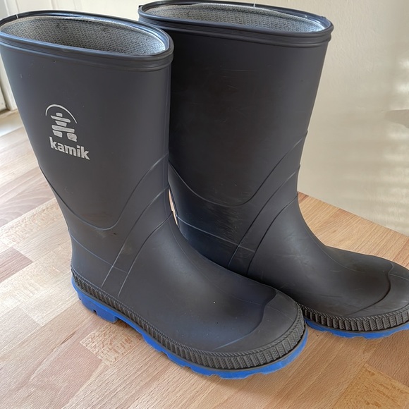 Kamik Stomp Rain Boot Big Kids Size 2, blue gray - Picture 2 of 4